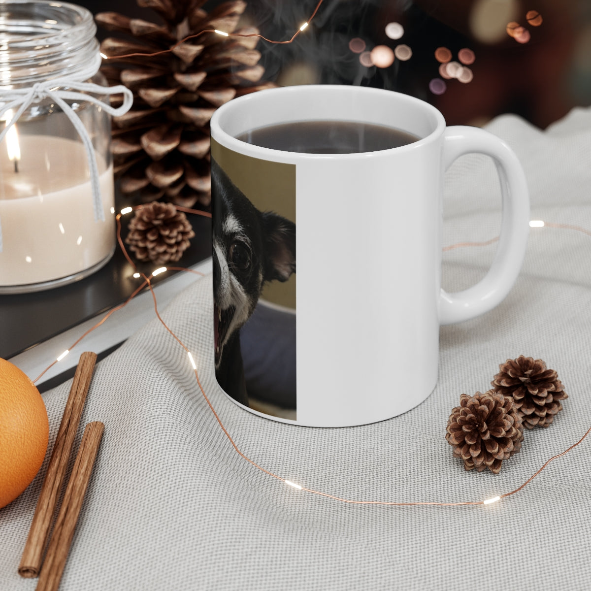 Black Happy Dog Mug